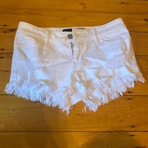 Hollister low-rise short-short white jean shorts